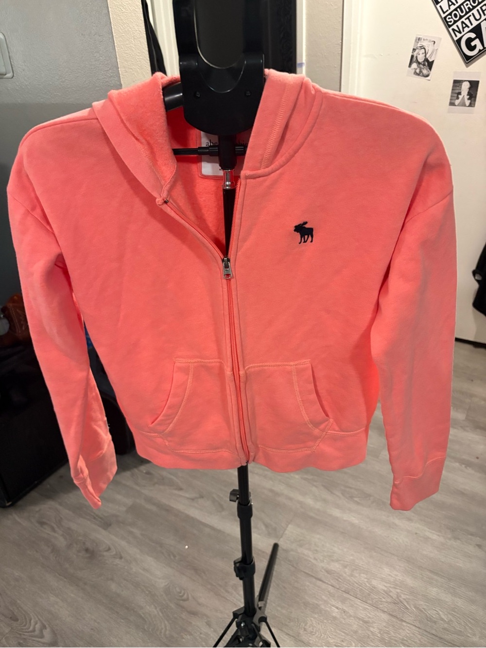 Abercrombie & Fitch Girls' Coral Pink Zip-Up Hoodie